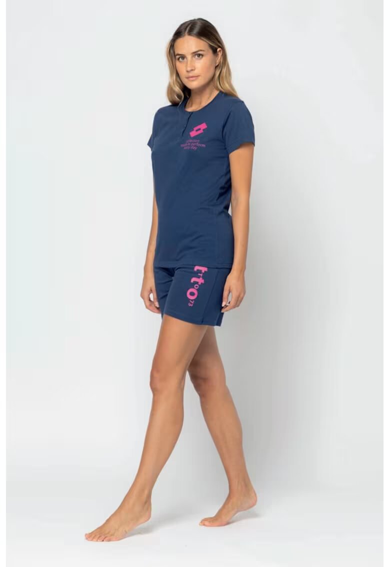 Lotto Pijama scurta cu imprimeu logo - Albastru