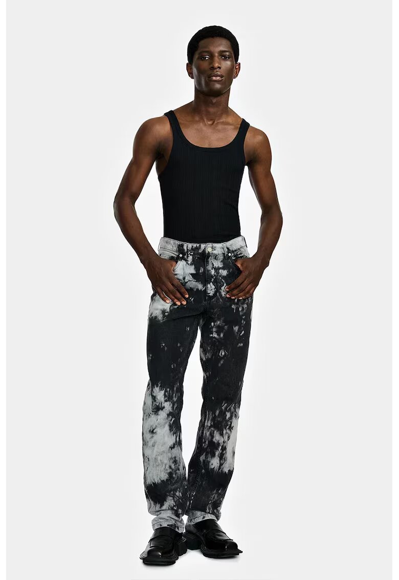 LOUIS GABRIEL NOUCHI Blugi cu croi clasic cu imprimeu tie dye - Gri