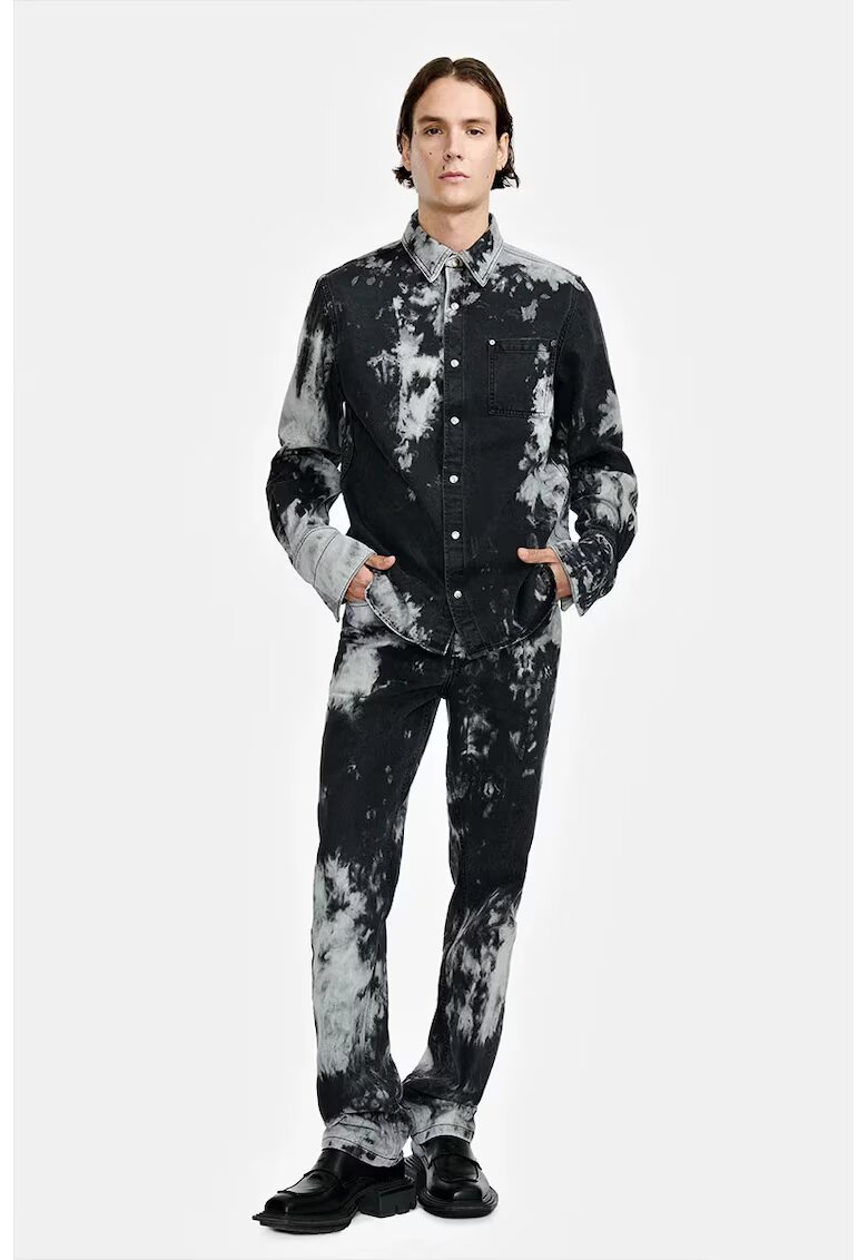LOUIS GABRIEL NOUCHI Cămașă regular fit cu imprimeu tie dye și închidere prin capse - Gri