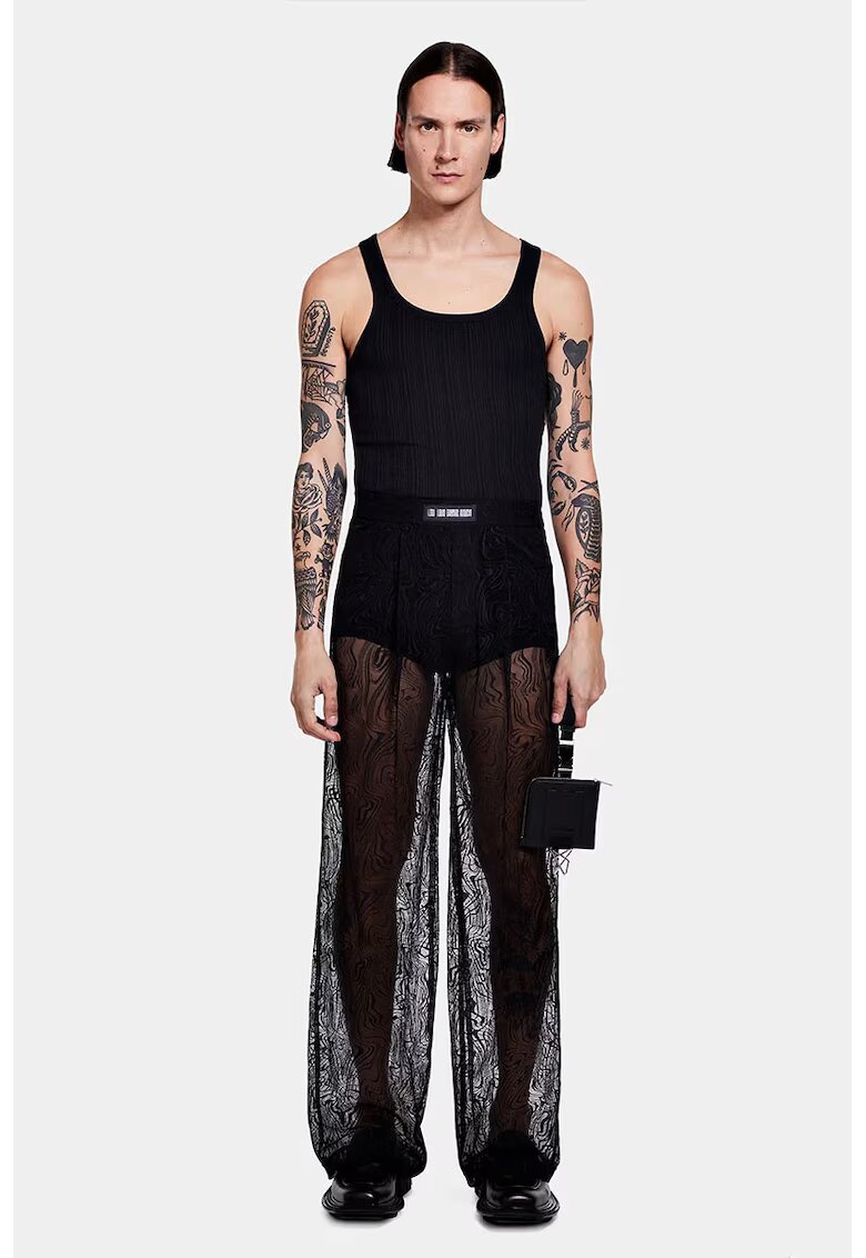 LOUIS GABRIEL NOUCHI Pantaloni image din dantelă supradimensionați - Negru