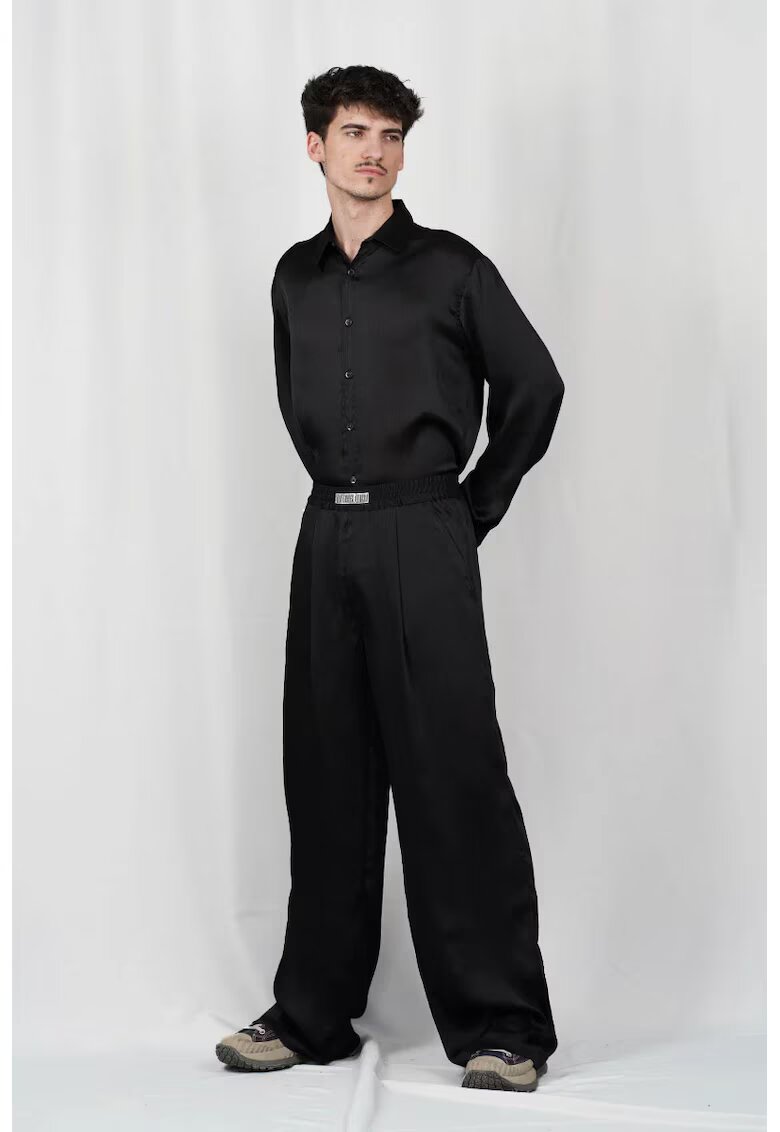 LOUIS GABRIEL NOUCHI Pantaloni supradimensionați cu elastic în talie - Negru