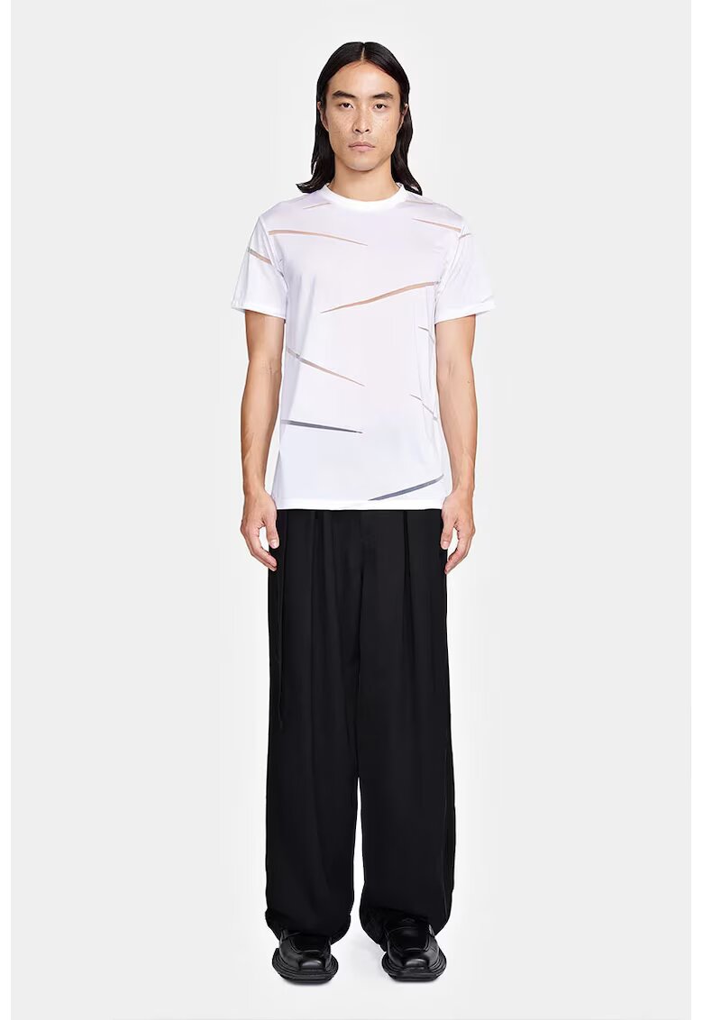 LOUIS GABRIEL NOUCHI Tricou cu detalii multiple transparente - Alb