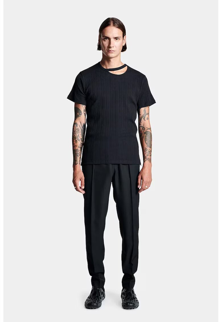 LOUIS GABRIEL NOUCHI Tricou din jerseu alb cu decupaj la baza gâtului - Negru
