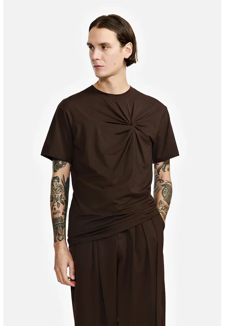 LOUIS GABRIEL NOUCHI Tricou regular fit cu detaliu frontal - Maro