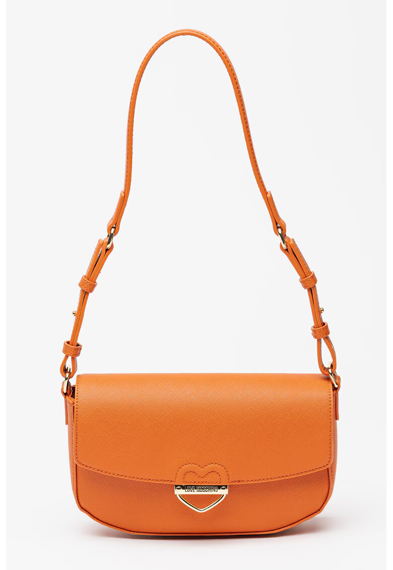 Love Moschino Geanta crossbody din piele ecologica cu clapa - Portocaliu