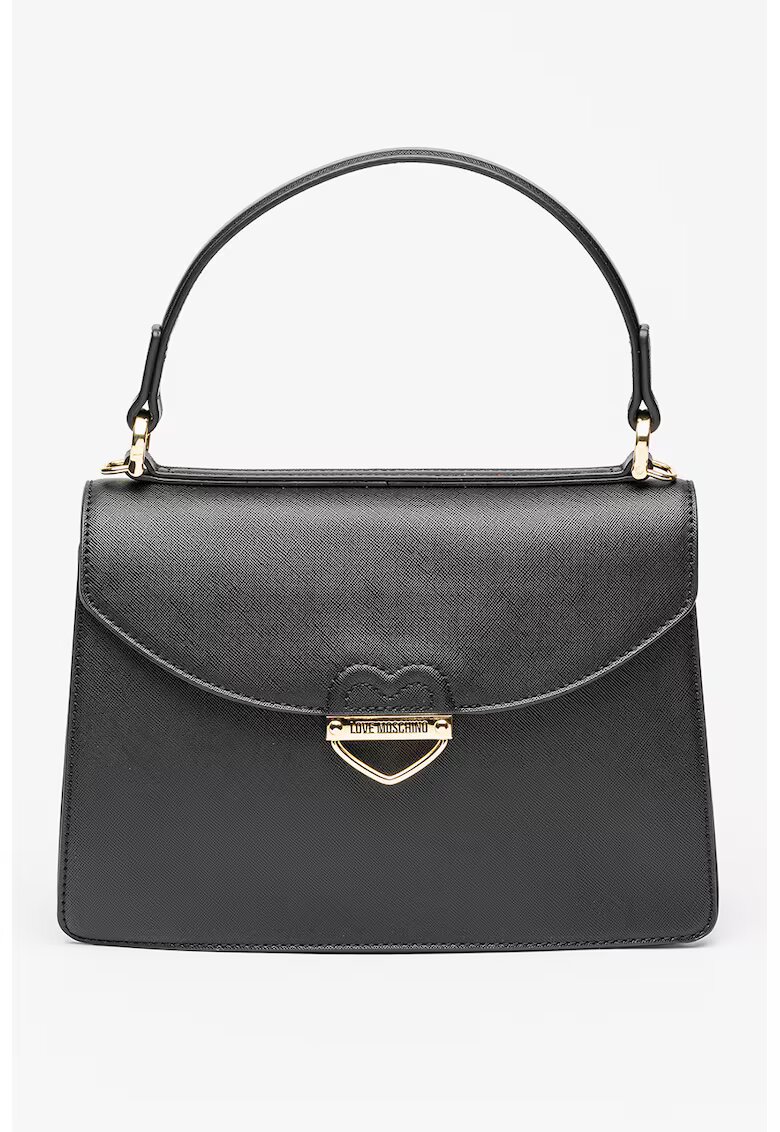 Love Moschino Geanta din piele ecologica cu maner si bareta detasabila Saffiano - Negru