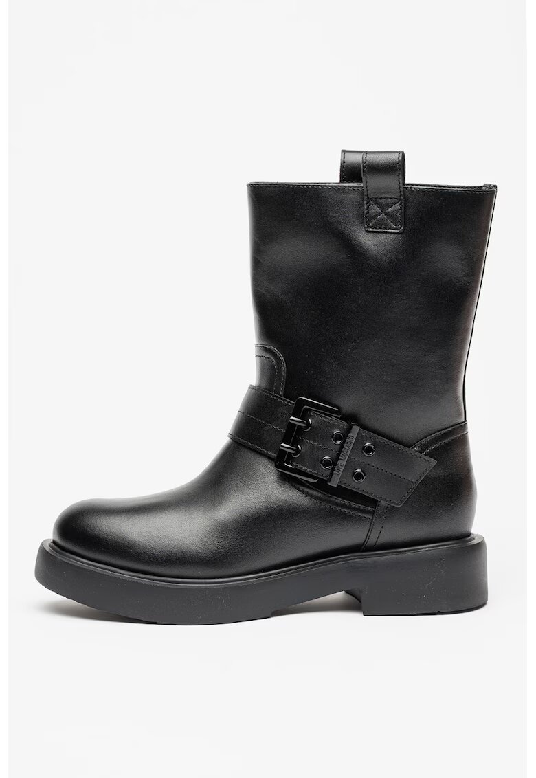 Love Moschino Ghete din piele cu catarama - Negru