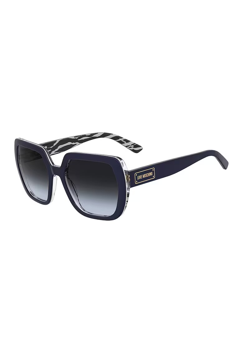 Love Moschino Ochelari de soare hexagonali cu lentile in degrade - Alb/Auriu/Bleumarin