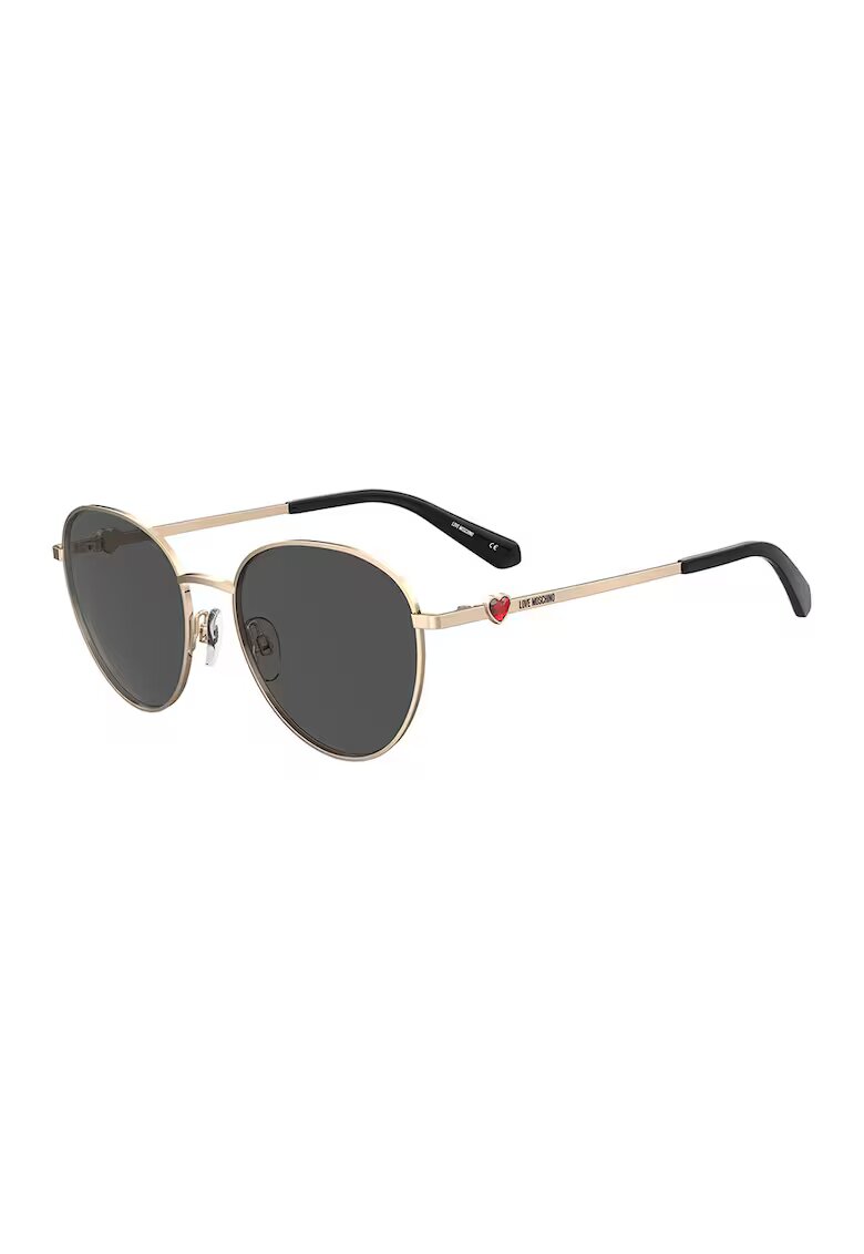 Love Moschino Ochelari de soare rotunzi cu rama metalica - Auriu/Negru
