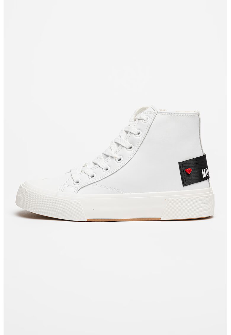 Love Moschino Pantofi sport de piele cu logo - Alb optic