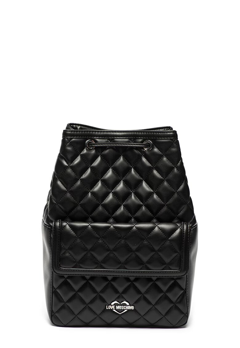 Love Moschino Rucsac de piele ecologica - cu aspect matlasat - Negru