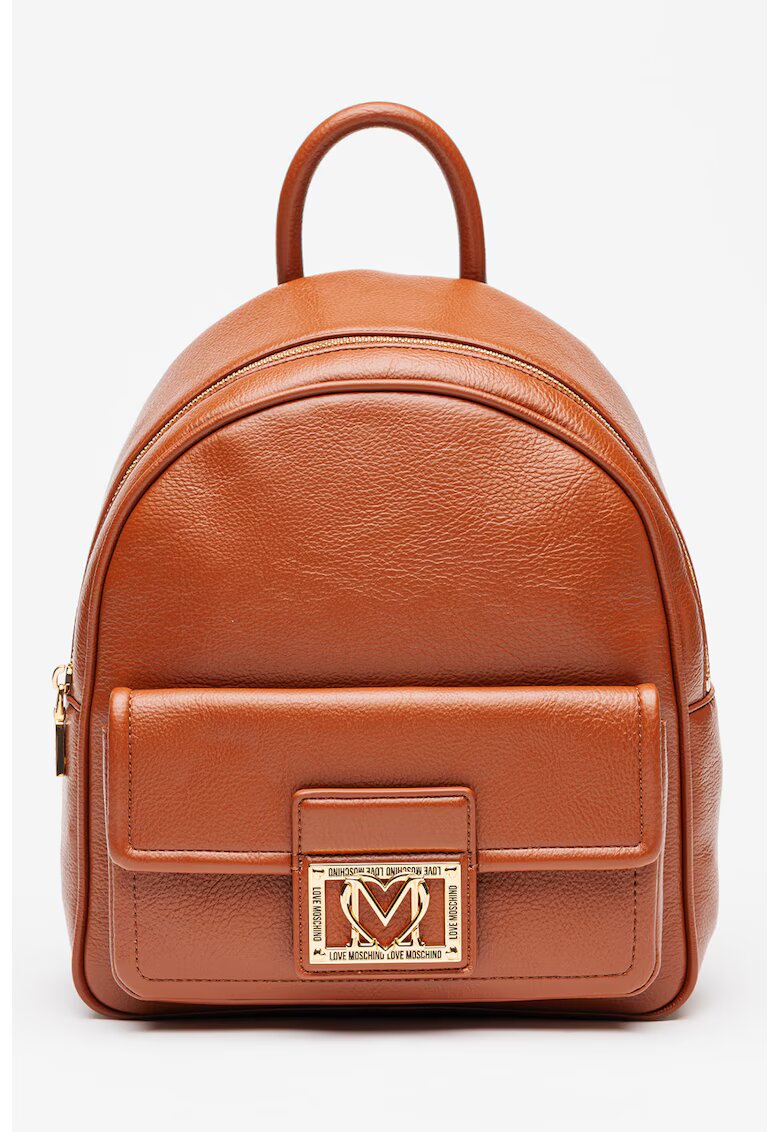 Love Moschino Rucsac din piele ecologica cu logo metalic Zaino - Maro scortisoara