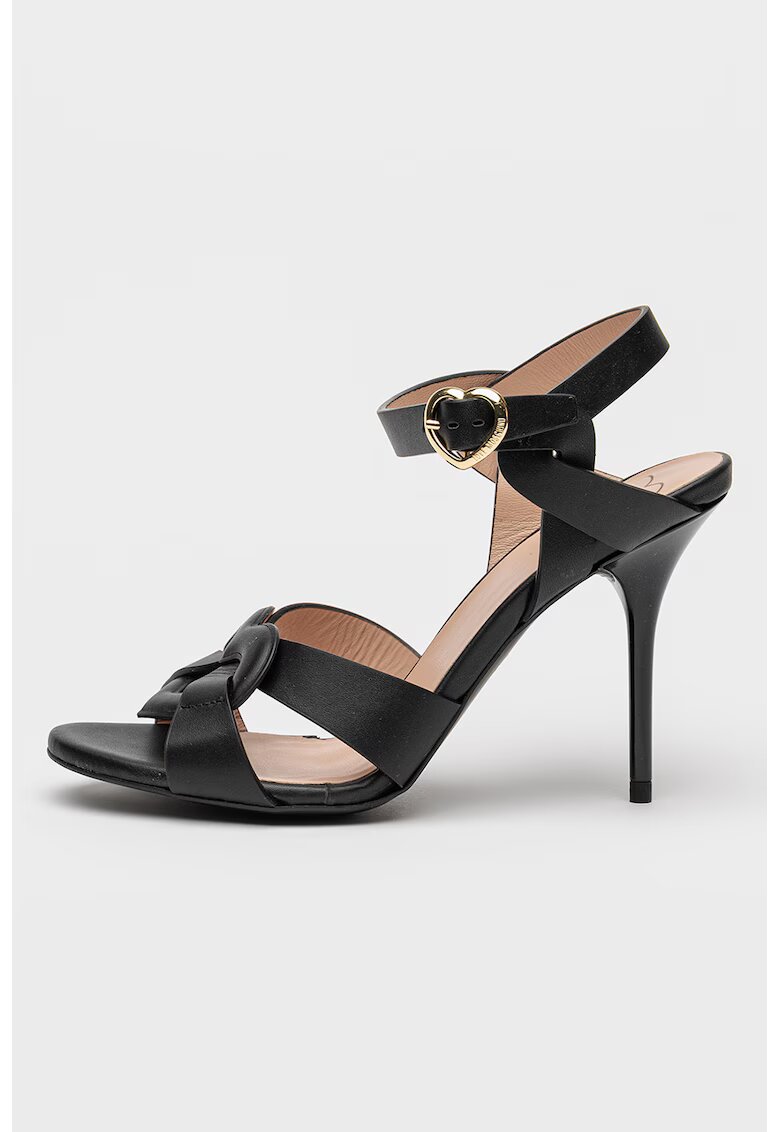 Love Moschino Sandale din piele cu toc stiletto - Negru