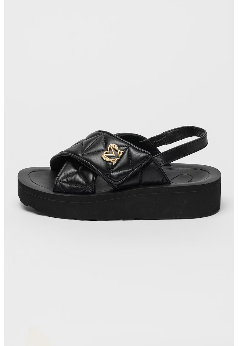 Love Moschino Sandale slingback din piele cu detaliu logo - Negru