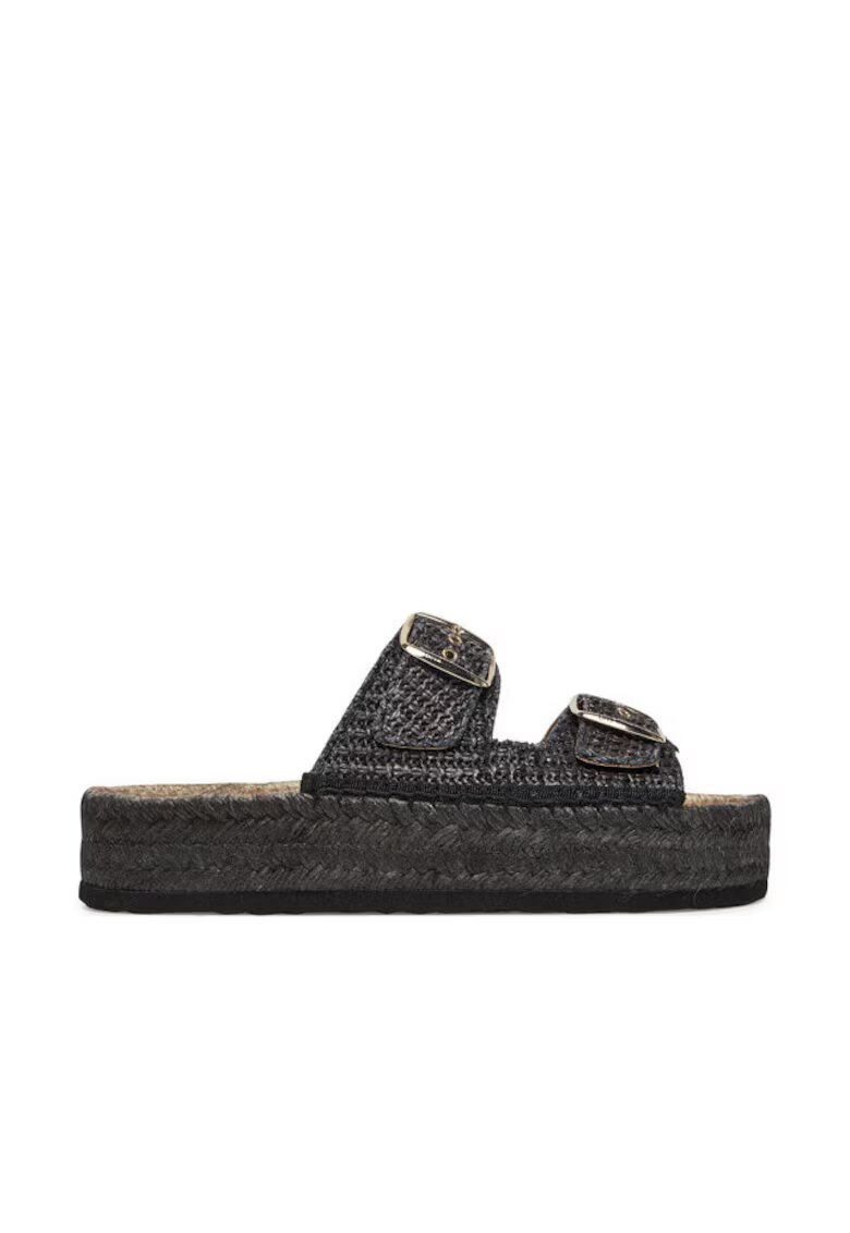 Love Moschino Slapi femeie Rafia Nero - material textil