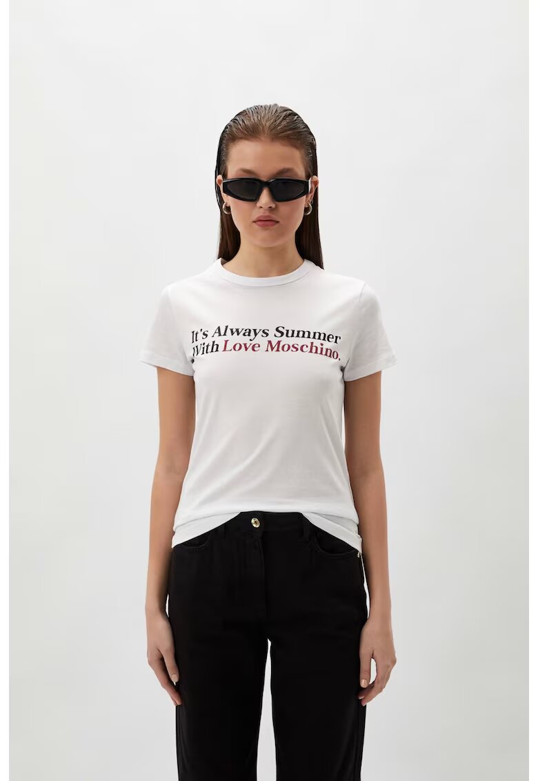 Love Moschino Tricou cu imprimeu 101699 - Alb