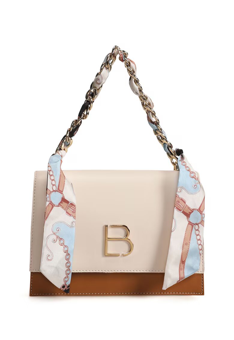 Lucky Bees Geanta crossbody de piele ecologica cu accesoriu esarfa - Crem - Caramel/Crem - 16x23x9