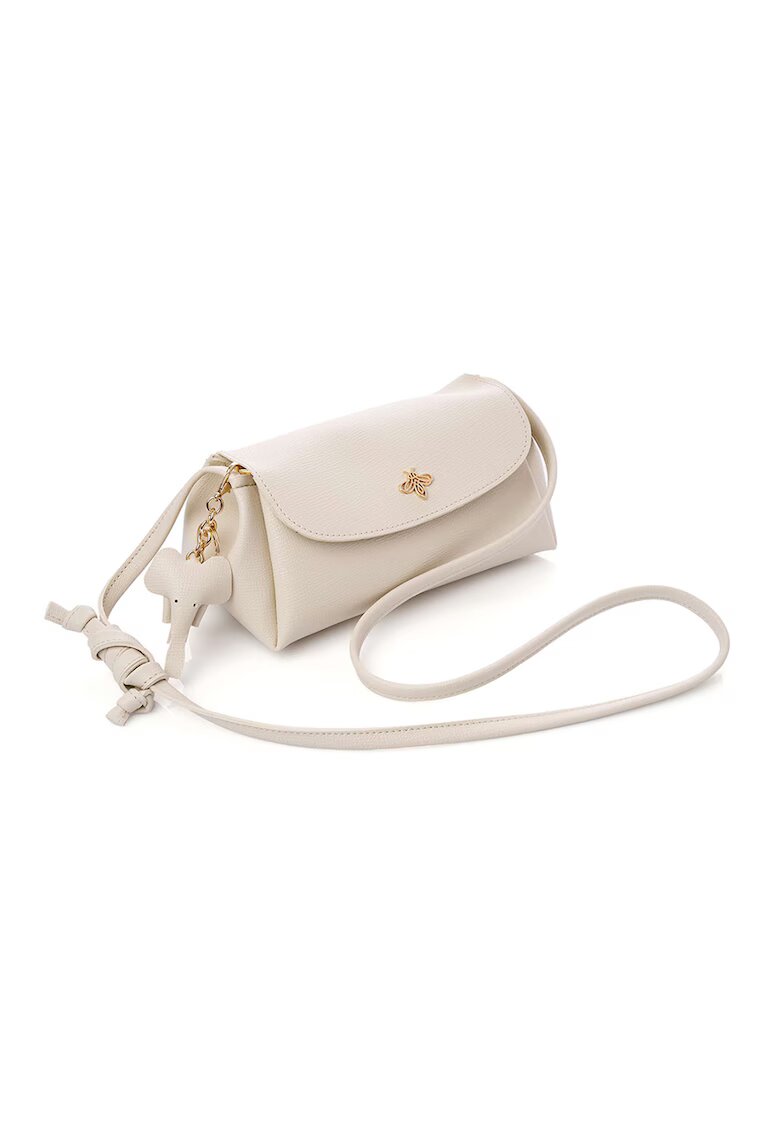 Lucky Bees Geanta crossbody din piele ecologica - Crem - 12x22x11