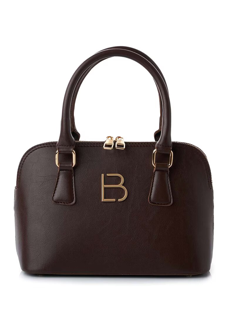 Lucky Bees Geanta crossbody din piele ecologica cu logo metalic - Maro inchis