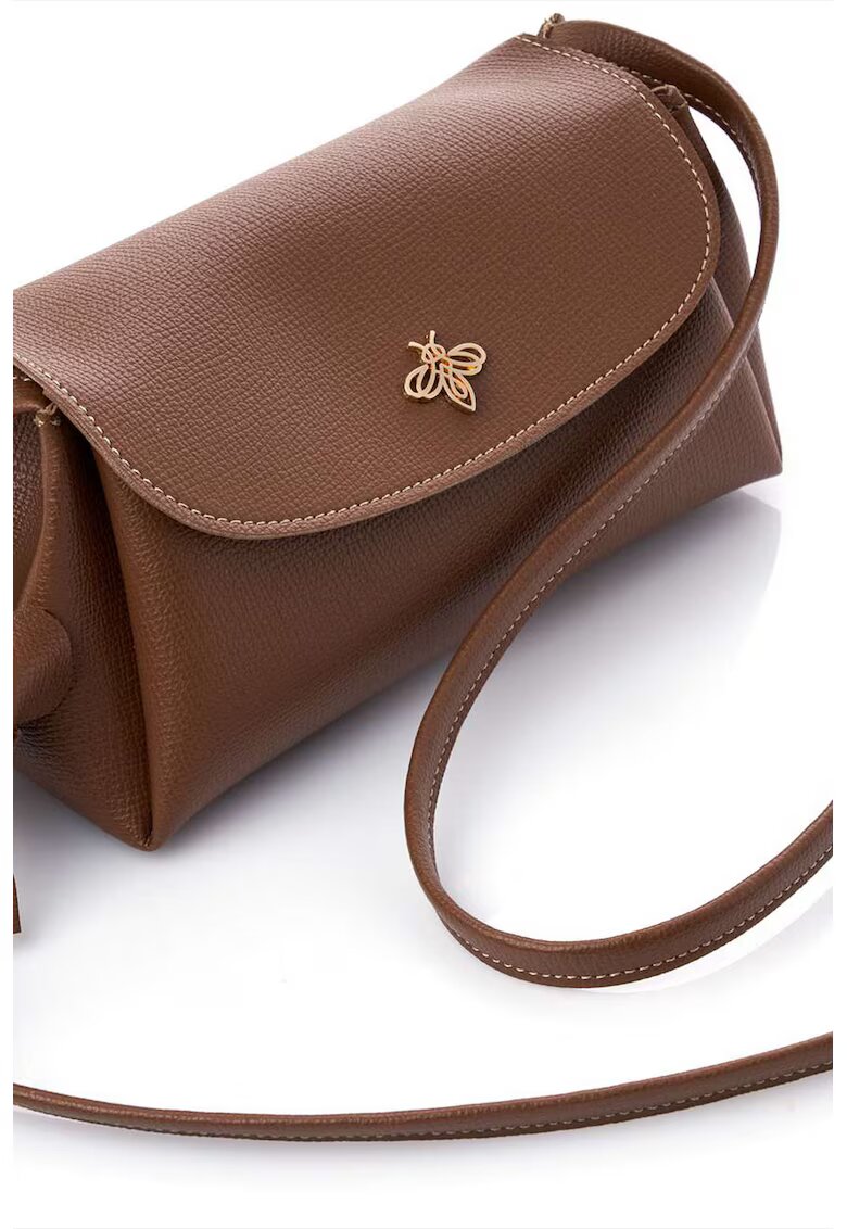 Lucky Bees Geanta crossbody din piele ecologica - Maro - 12x22x11