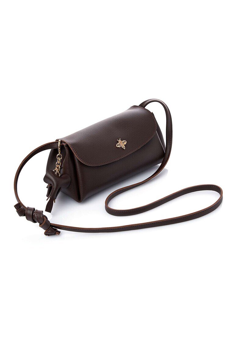 Lucky Bees Geanta crossbody din piele ecologica - Maro inchis - 12x22x11