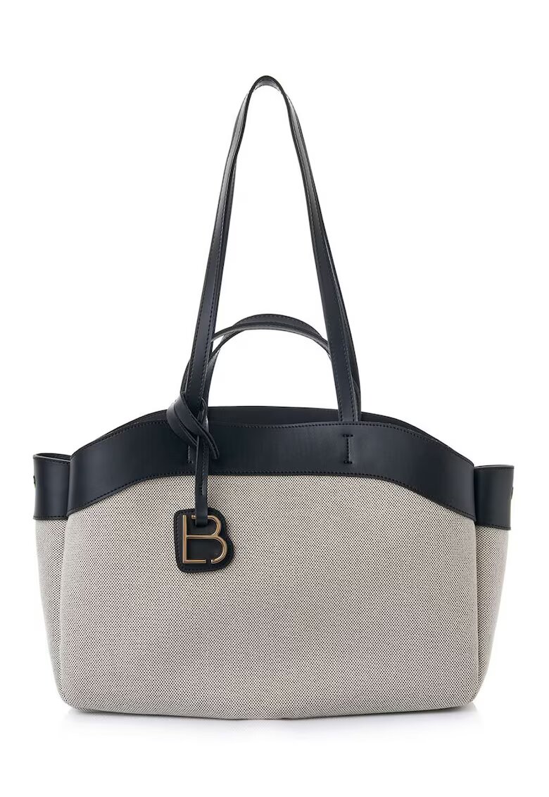 Lucky Bees Geanta shopper cu garnituri din piele ecologica si talisman - deschis - Negru/Gri deschis - 22 x 42 x 19 cm