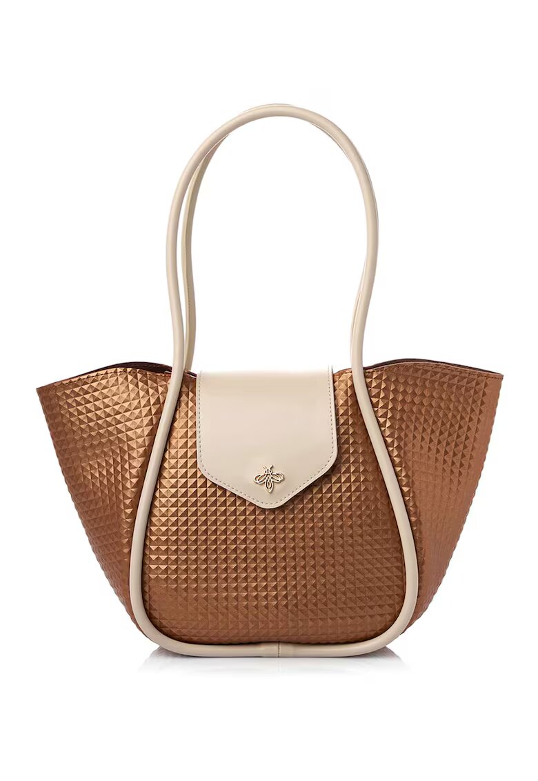 Lucky Bees Geanta shopper din piele ecologica - Bronz/Bej deschis