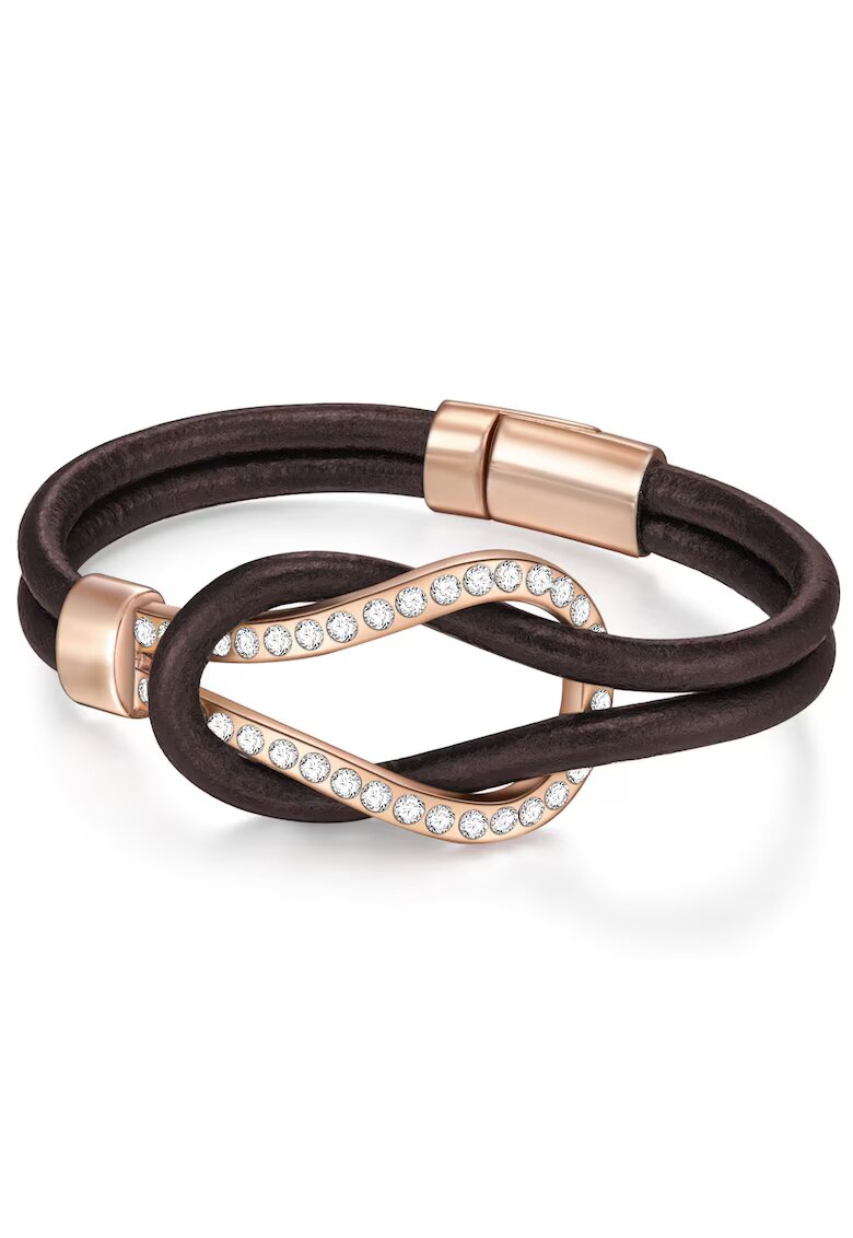 Lulu  Jane Bratara de piele cu detaliu placat cu aur de 14K - Maro