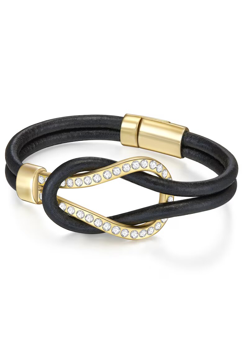 Lulu  Jane Bratara de piele cu detaliu placat cu aur de 14K - Negru