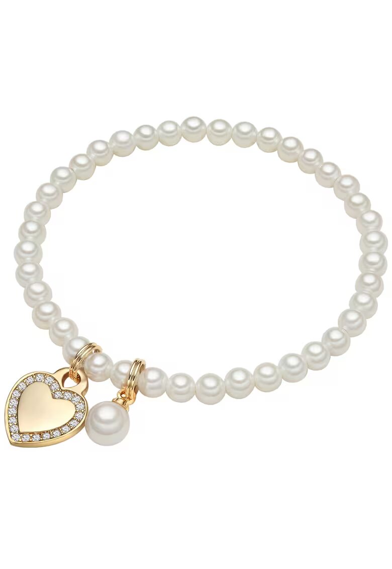 Lulu  Jane Bratara decorata cu zirconia si perle - Alb