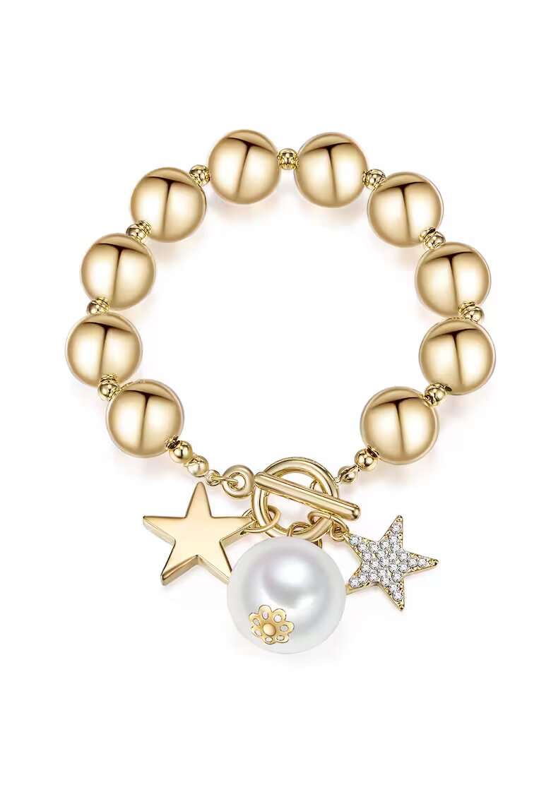 Lulu  Jane Bratara placata cu aur de 14K si decorata cu cristale - Auriu