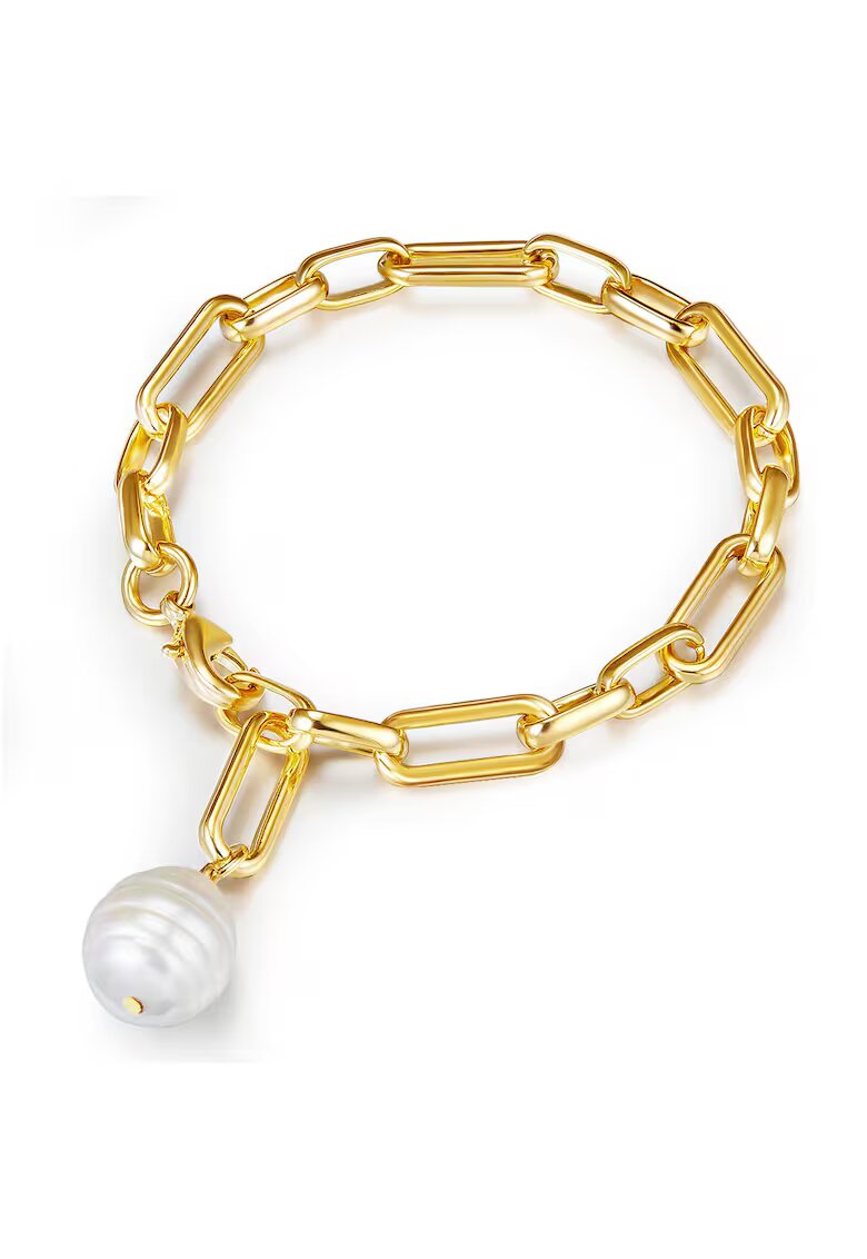 Lulu  Jane Bratara placata cu aur de 14K si decorata cu perla - Auriu