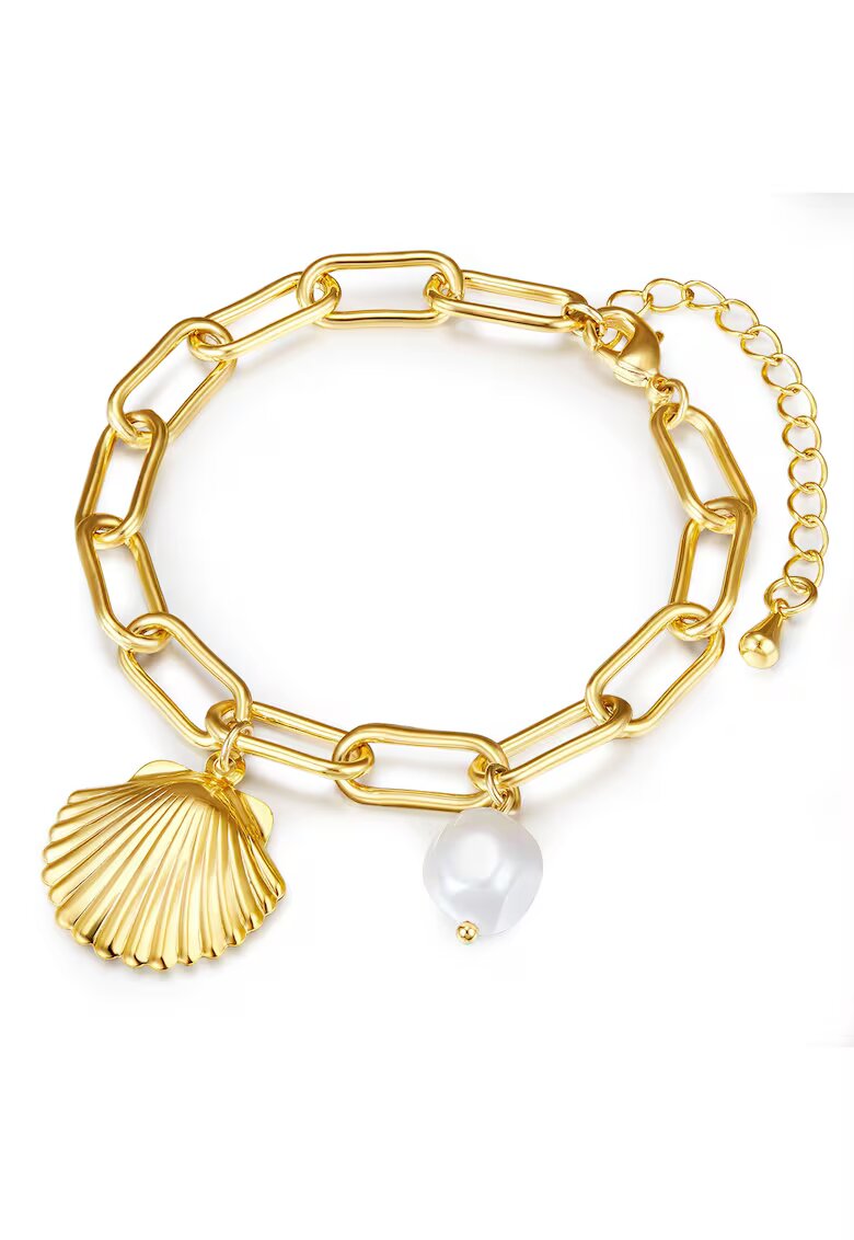 Lulu  Jane Bratara placata cu aur de 14K si decorata cu perla - Auriu