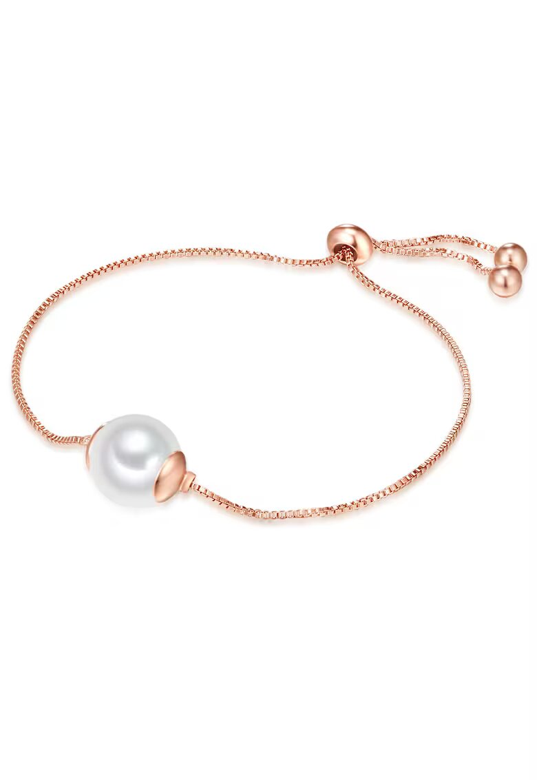 Lulu  Jane Bratara placata cu aur de 14K si decorata cu perla sintetica - Auriu rose