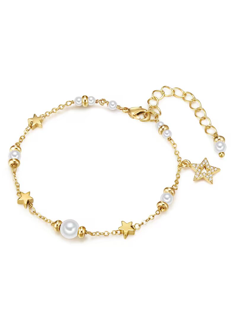 Lulu  Jane Bratara placata cu aur de 14K si decorata cu perle - Auriu