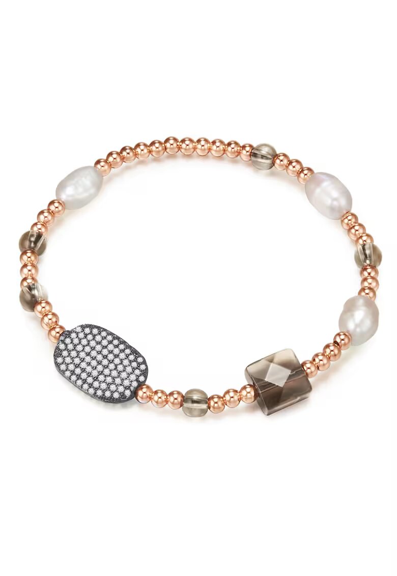 Lulu  Jane Bratara placata cu aur de 14K si decorata cu perle si zirconia - Auriu rose
