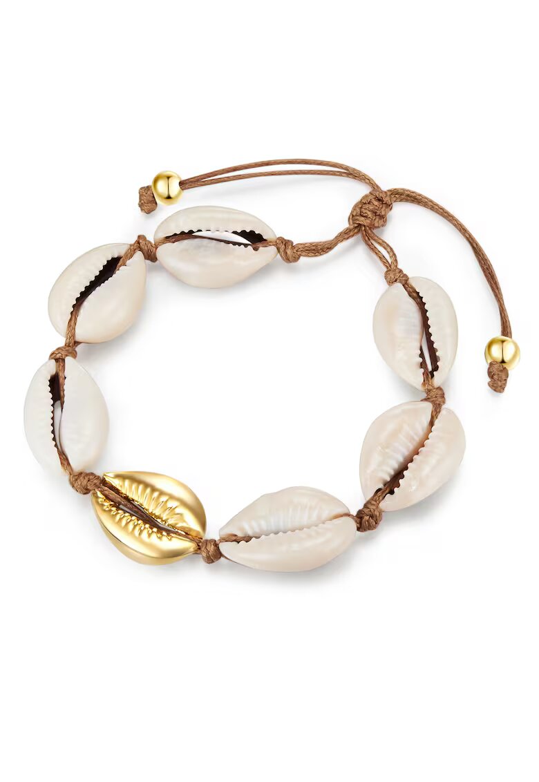 Lulu  Jane Bratara placata cu aur de 14K si decorata cu scoici - Auriu
