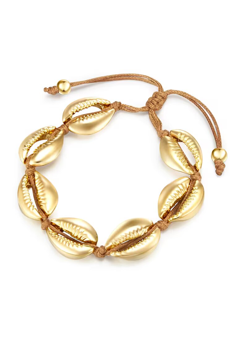 Lulu  Jane Bratara placata cu aur de 14K si decorata cu talismane din scoici - Auriu