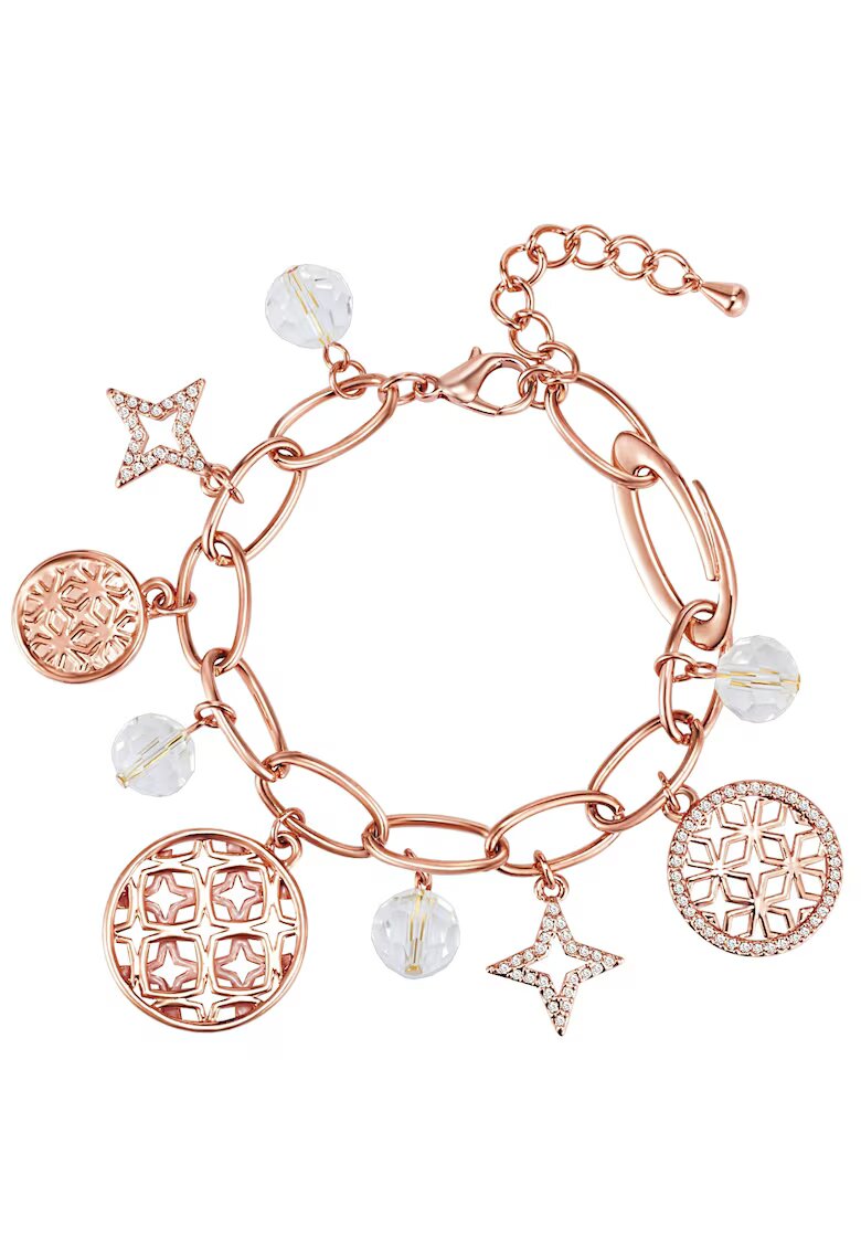 Lulu  Jane Bratara placata cu aur de 14K si decorata cu talismane multiple - Auriu rose