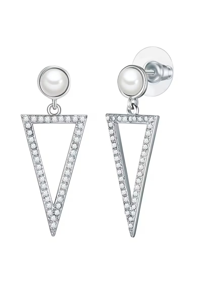 Lulu  Jane Cercei drop decorati cu perle si cristale - Argintiu