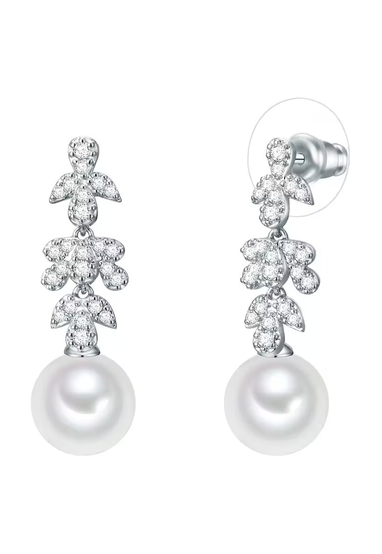 Lulu  Jane Cercei drop decorati cu perle si zirconia 22549 - Argintiu