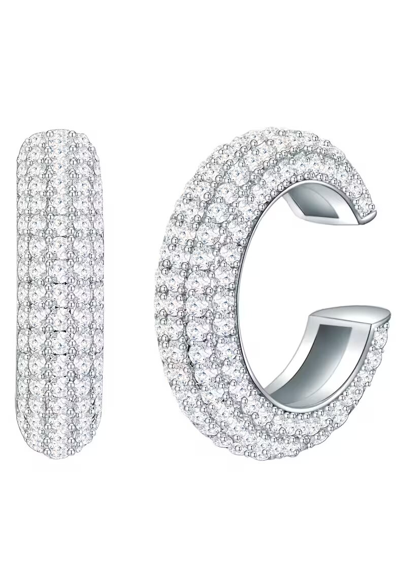 Lulu  Jane Cercei ear cuff decorati cu cristale zirconia - Argintiu