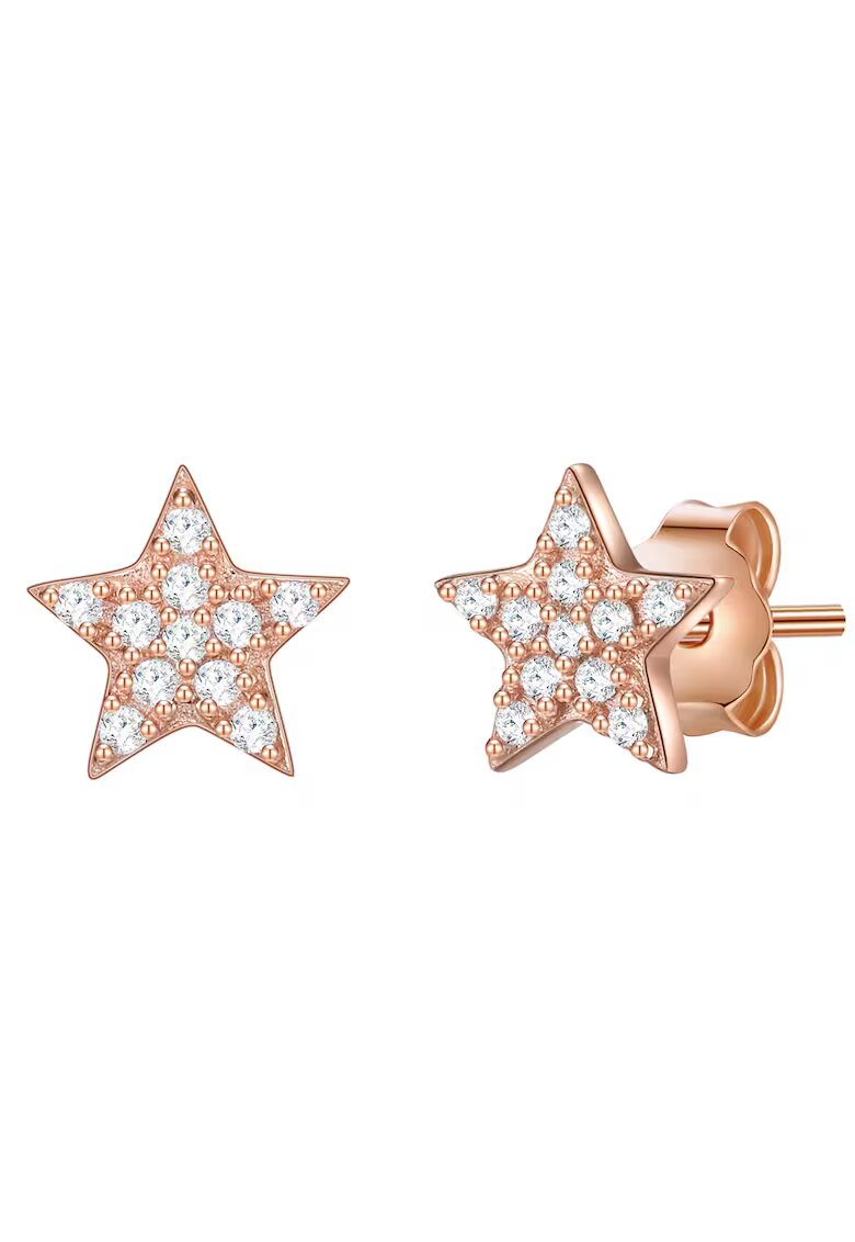 Lulu  Jane Cercei in forma de stea - placati cu aur de 14K - cu zirconia - Auriu rose