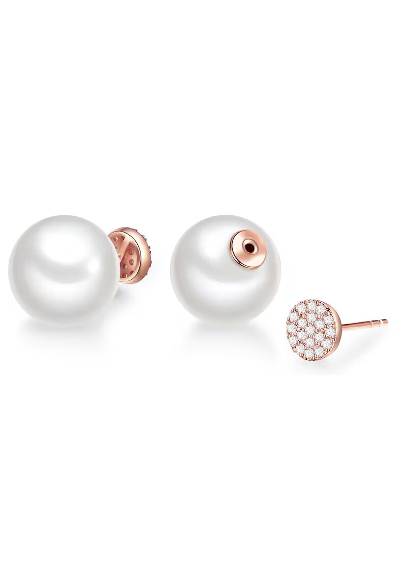 Lulu  Jane Cercei placati cu aur de 14K - cu tija si perle shell - Alb