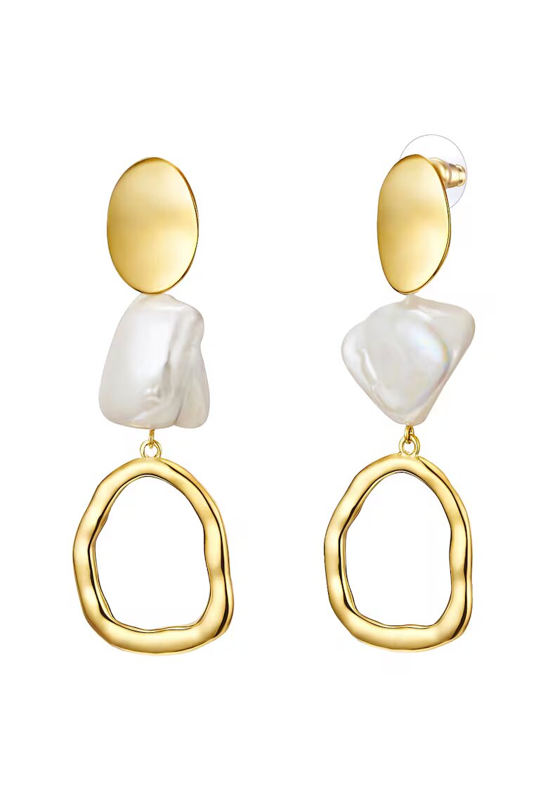 Lulu  Jane Cercei placati cu aur de 14K si decorati cu perle 22539 - Auriu