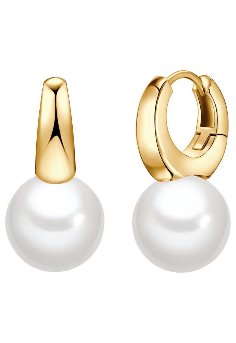 Lulu  Jane Cercei rotunzi placati cu aur de 14K - cu perle - Auriu/Galben
