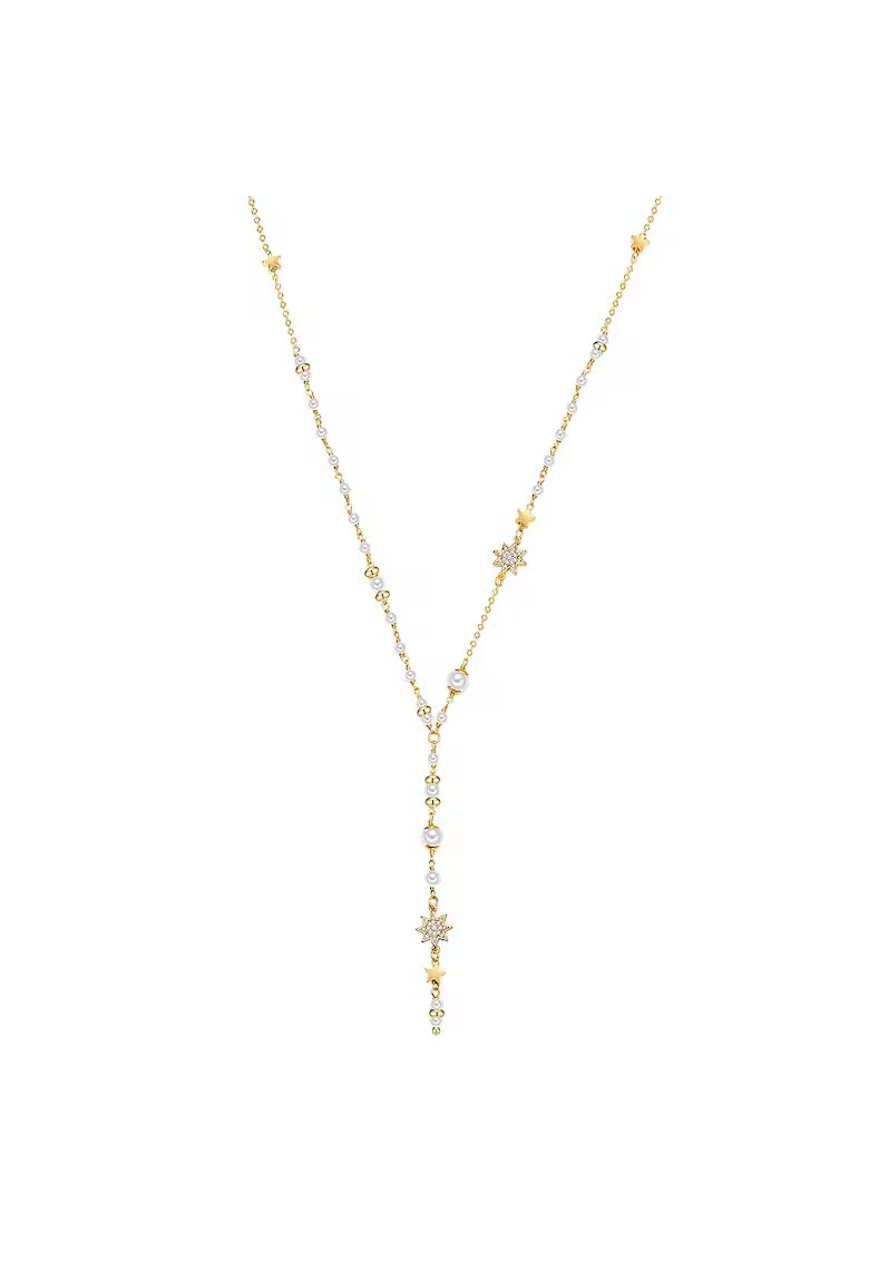 Lulu  Jane Colier placat cu aur de 14K si decorat cu perle sintetice si zirconia - Auriu