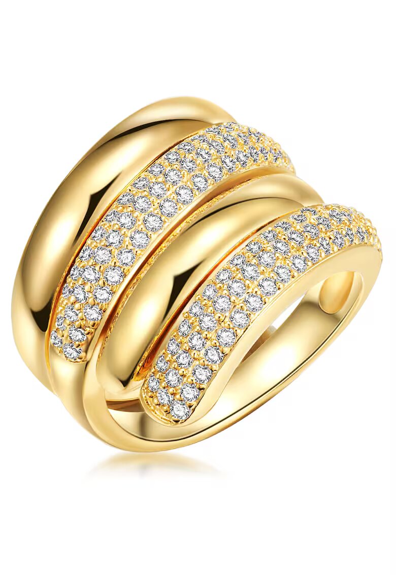 Lulu  Jane Inel placat cu aur de 14K si decorat cu cristale - Auriu