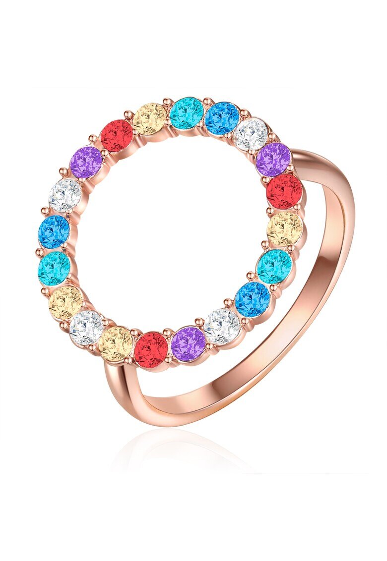 Lulu  Jane Inel placat cu aur de 14K si decorat cu cristale - Auriu rose