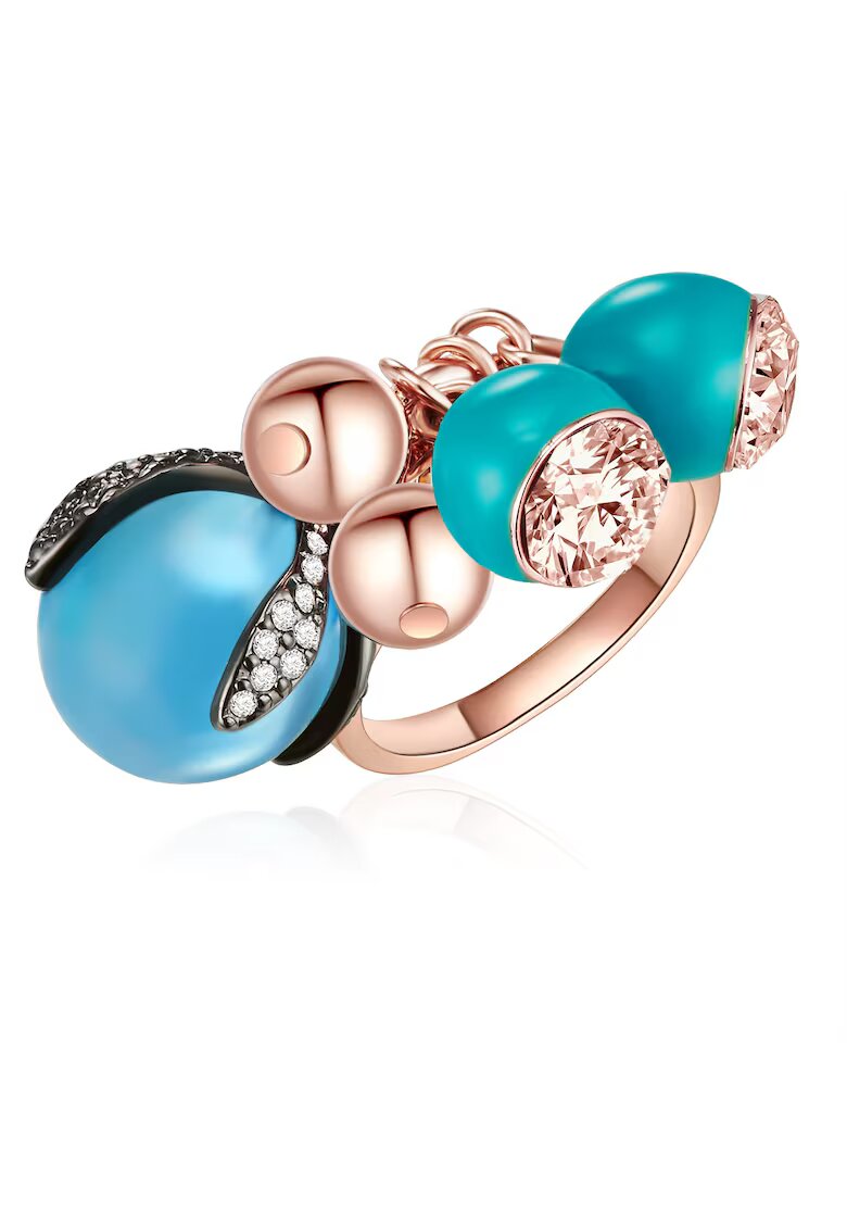 Lulu  Jane Inel placat cu aur de 14K si decorat cu cristale europene - Auriu rose